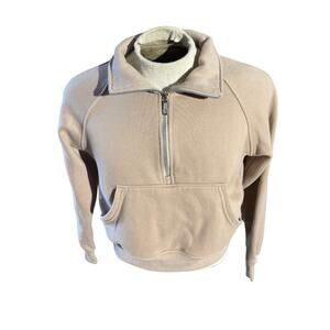 Automet Women’s Half Zip Fleece Pullover Sweatshirt Beige Sherpa Lined XS